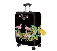 FANSU Housse Valise Elastique Feuilles de Palmier Tropical 3D Housse de Protection pour Bagage, Anti-Rayures Lavable Cabine Luggage Trolley Case Cover (Flamant Rose.1,M: 22-25 Pouces)