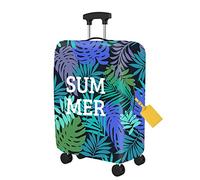 FANSU Housse Valise Elastique Feuilles de Palmier Tropical 3D Housse de Protection pour Bagage, Anti-Rayures Lavable Cabine Luggage Trolley Case Cover (Feuille Bleue,M: 22-25 Pouces)