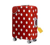FANSU Housse Valise Elastique Imprimé à Pois Vintage 3D Housse de Protection pour Bagage, Anti-Rayures Lavable Cabine Luggage Trolley Case Cover en Spandex (S: 18-21 Pouces,Rouge)