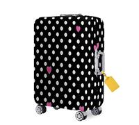 FANSU Housse Valise Elastique Imprimé à Pois Vintage 3D Housse de Protection pour Bagage, Anti-Rayures Lavable Cabine Luggage Trolley Case Cover en Spandex (L : 26-28 Pouces,Noir)