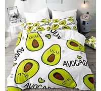 FANSU Housses De Couettes Vert, Impression d'avocat Polyester Microfibre Parure De Lit Décoration De La Chambre Taies d'oreiller, pour Lit Simple/Double (Aller au lit,220x240cm(3pcs))