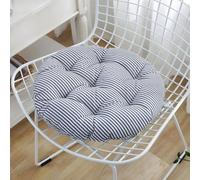 FANSU Imprimé Rayures Coussin Rond pour Chaise de Salle à Manger, Coton Lin Coussin de Chaise Galette de Chaise Doux Coussin de Chaise de Jardin Coussins de Chaises (Bleu,Diamètre 47cm)