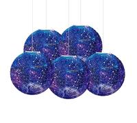 FANSU Lanterne Papier Decoration, Ciel Étoilé Constellation Planète Violet Bleu Interstellaire Lanterne en Papier à Suspendre 30cm Lampion Papier Rond Lanternes Papier Décoratives (5 Pièces)
