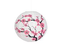 FANSU Lanterne Papier Decoration, Fleur de Prunier Style Chinois Lanterne en Papier à Suspendre 30cm Lampion Papier Rond Lanternes Papier Décoratives pour Extérieur (Rose,2 Pièces)