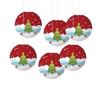 FANSU Lanterne Papier Decoration Noël, Lanterne en Papier à Suspendre Lot de 6 Lampion Papier Rond 30cm Lanternes Papier Décoratives pour Décoration Extérieur Anniversaire (Joyeux Noël)