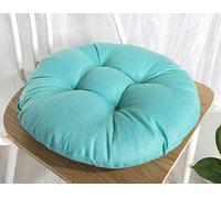 FANSU Lin Tatami Coussins de Chaise Ronds, Couleur Unie Coussin D'assise Confortable Respirant Souple pour Enfant Bureau Jardin Intérieur Extérieur Décoration (50×50×9cm,lac Bleu)