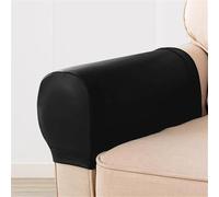 FANSU Lot de 2 Couvre Accoudoirs Faux Cuir Extensible pour Housse de Fauteuil inclinable et Canapé, Protection Antidérapante pour Accoudoir de Canapé, Housses d'accoudoir pour Sofa (Noir)