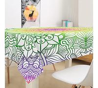 FANSU Mandala Nappe Rectangulaire Anti Tache, 3D Lavable Nappe de Table Imperméable Résistant Nappe pour Cuisine Restaurant Jardin Intérieur Extérieur Décoration (Vert,140x240cm)