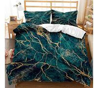 FANSU Marbre Housse de Couettes Parure de Lit 2 Personnes, Microfibre Sets de Housses de Couettes avec 3D Imprimé Housses de Couettes + Taies d'oreillers (Bleu Vert,140x200cm)