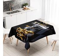 FANSU Nappe Anti-Taches Rectangle, 3D Échecs Impression Polyester Impermeable Rectangulaire Nappe pour Table à Manger Cuisine Picnic Party Jardin (Or Argent,140x200cm)