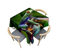 FANSU Nappe Anti-Taches Rectangle, 3D Grenouille Impression Polyester Impermeable Rectangulaire Nappe pour Table à Manger Cuisine Picnic Party Jardin (100x140cm,forêt Tropicale)