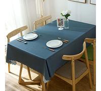 FANSU Nappe Antitache Imperméable Rectangulaire, Nappes en PVC Résistant à l'huile Nappe de Table Facile à Entretenir, Nappe Chic & Moderne pour Salon, Balcon, Jardin (120x120cm,Bleu Gris)