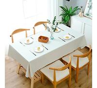 FANSU Nappe Antitache Imperméable Rectangulaire, Nappes en PVC Résistant à l'huile Nappe de Table Facile à Entretenir, Nappe Chic & Moderne pour Salon, Balcon, Jardin (140x220cm,Beige)