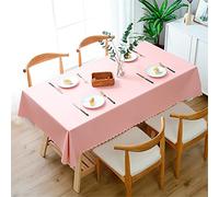 FANSU Nappe Antitache Imperméable Rectangulaire, Nappes en PVC Résistant à l'huile Nappe de Table Facile à Entretenir, Nappe Chic & Moderne pour Salon, Balcon, Jardin (60x120cm,Rose Clair)