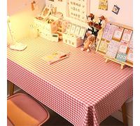 FANSU Nappe Antitache Imperméable Rectangulaire, Nappes en PVC Résistant à l'huile Nappe de Table Facile à Entretenir, Nappe Imprimé à Tartan pour Salon, Balcon, Jardin (140x220,Rose)