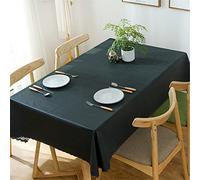 FANSU Nappe Antitache Imperméable Rectangulaire, Nappes en PVC Résistant à l'huile Nappe de Table Facile à Entretenir, Nappe Chic & Moderne pour Salon, Balcon, Jardin (140x220cm,Le Noir)