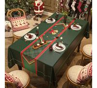 FANSU Nappe de Noël Rectangulaire Anti Tache, Nappe Exterieur Toile Cirée Impermeable Jardin Plastique PVC Protection de Table pour Fête Salle à Manger Cuisine (Vert foncé B,140x140cm)