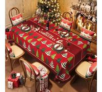 FANSU Nappe de Noël Rectangulaire Anti Tache, Nappe Exterieur Toile Cirée Impermeable Jardin Plastique PVC Protection de Table pour Fête Salle à Manger Cuisine Salon (Sapin de Noël,140x200cm)