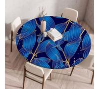 FANSU Nappe de Table Ronde avec Bord Élastique, Anti Tache Protège Couverture de Table, Rond Nappes pour Salle à Manger, Pique-Nique, Restaurant, Jardin Décoration (Frais Nordique A,Diamètre 90 cm)