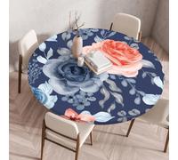 FANSU Nappe de Table Ronde avec Bord Élastique, Anti Tache Protège Couverture de Table, Rond Nappes pour Salle à Manger, Pique-Nique, Restaurant, Jardin Décoration (Manoir Nordique D,Diamètre 110cm)