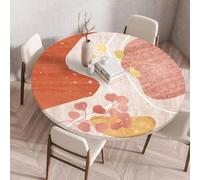 FANSU Nappe de Table Ronde avec Bord Élastique, Anti Tache Protège Couverture de Table, Rond Nappes pour Salle à Manger, Pique-Nique, Restaurant, Jardin Décoration (Motif Simple,Diamètre 80 cm)