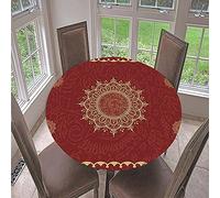 FANSU Nappe de Table Ronde en Polyester imperméable, Motif Turquie 3D Protège Anti-Taches Table Elastiqué pour La Maison Table Cuisine Salle À Manger (Diamètre 150cm,Rouge Classique)