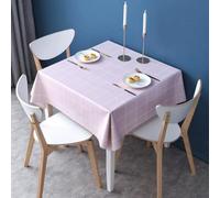 FANSU Nappe Exterieur Jardin Impermeable Carré Rectangulaire PVC, Style Plaid Toile Cirée Nappe Anti Tache Plastique Protection de Table pour Fête Anniversaire Cuisine (Rose,90x90cm)