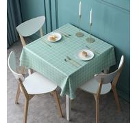 FANSU Nappe Exterieur Jardin Impermeable Carré Rectangulaire PVC, Style Plaid Toile Cirée Nappe Anti Tache Plastique Protection de Table pour Fête Anniversaire Cuisine (Vert,140x140cm)