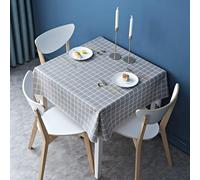 FANSU Nappe Exterieur Jardin Impermeable Carré Rectangulaire PVC, Style Plaid Toile Cirée Nappe Anti Tache Plastique Protection de Table pour Fête Anniversaire Cuisine (Gris,120x120cm)