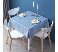 FANSU Nappe Exterieur Jardin Impermeable Carré Rectangulaire PVC, Style Plaid Toile Cirée Nappe Anti Tache Plastique Protection de Table pour Fête Anniversaire Cuisine (Bleu,100x100cm)