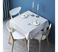 FANSU Nappe Exterieur Jardin Impermeable Carré Rectangulaire PVC, Style Plaid Toile Cirée Nappe Anti Tache Plastique Protection de Table pour Fête Anniversaire Cuisine (Blanc,140x140cm)