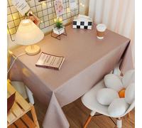 FANSU Nappe Exterieur Jardin Impermeable Rectangulaire PVC, Couleur Unie Toile Cirée Nappe Anti Tache Plastique pour Fête Anniversaire Salle à Manger Cuisine Salon Balcon (Marron Clair,90x140cm)