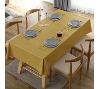 FANSU Nappe Exterieur Jardin Impermeable Rectangulaire PVC, Couleur Unie Toile Cirée Nappe Anti Tache Plastique Protection de Table pour Fête Anniversaire Cuisine (Jaune Gingembre B,120x170cm)