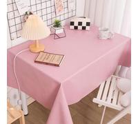 FANSU Nappe Exterieur Jardin Impermeable Rectangulaire PVC, Couleur Unie Toile Cirée Nappe Anti Tache Plastique pour Fête Anniversaire Salle à Manger Cuisine Salon Balcon (Rose,140x200cm)