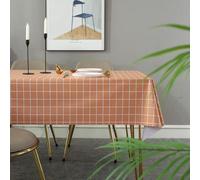 FANSU Nappe Exterieur Jardin Impermeable Rectangulaire PVC, Style Plaid Toile Cirée Nappe Anti Tache Plastique pour Fête Anniversaire Salle à Manger Cuisine Salon Balcon (Orange A,140x220cm)