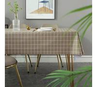 FANSU Nappe Exterieur Jardin Impermeable Rectangulaire PVC, Style Plaid Toile Cirée Nappe Anti Tache Plastique pour Fête Anniversaire Salle à Manger Cuisine Salon Balcon (Couleur Kaki A,140x200cm)
