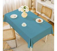 FANSU Nappe Exterieur Jardin Impermeable Rectangulaire PVC, Toile Cirée Nappe Anti Tache Plastique Couleur Unie Protection de Table pour Fête Anniversaire Salle à Manger (Bleu,140x220cm)