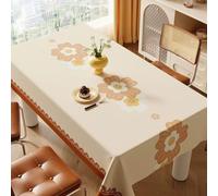 FANSU Nappe Exterieur Toile Cirée Impermeable, Imprimé Fleur Nappe Plastique PVC Anti Tache Rectangulaire Protection de Table pour Fête Jardin Salle à Manger Cuisine (Fleur A,100x160cm)