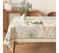 FANSU Nappe Exterieur Toile Cirée Impermeable, Imprimé Fleur Nappe Plastique PVC Anti Tache Rectangulaire Protection de Table pour Fête Jardin Salle à Manger Cuisine (Plante A,120x120cm)