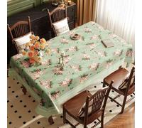 FANSU Nappe Exterieur Toile Cirée Impermeable, Imprimé Fleur Nappe Plastique PVC Anti Tache Rectangulaire Protection de Table pour Fête Jardin Salle à Manger Cuisine (Vert Clair B,100x160cm)