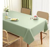 FANSU Nappe Exterieur Toile Cirée Impermeable Jardin, Nappe Plastique PVC Anti Tache Rectangulaire Couleur Unie Protection de Table pour Fête Anniversaire Cuisine (Vert A,100x160cm)