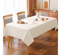 FANSU Nappe Exterieur Toile Cirée Impermeable Jardin, Nappe Plastique PVC Anti Tache Rectangulaire Protection de Table Couleur Unie pour Fête Salle à Manger Cuisine (Beige,140x220cm)