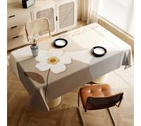FANSU Nappe Exterieur Toile Cirée Impermeable Jardin, Nappe Plastique PVC Anti Tache Rectangulaire Protection de Table Série Couleur Kaki pour Fête Salle à Manger Cuisine (Fleur Blanche,100x160cm)
