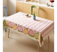 FANSU Nappe Exterieur Toile Cirée Impermeable Jardin, Nappe Plastique PVC Anti Tache Rectangulaire Protection de Table Style Mignon Fruit pour Salle à Manger Cuisine (Carambole + Pêche,140x140cm)
