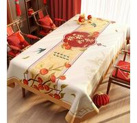 FANSU Nappe Exterieur Toile Cirée Impermeable Jardin, Nappe Plastique PVC Anti Tache Rectangulaire Style Chinois Protection de Table pour Salle à Manger Cuisine (Style Chinois A,140x180cm)