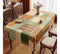 FANSU Nappe Exterieur Toile Cirée Impermeable Jardin, Nappe Plastique PVC Anti Tache Rectangulaire Style Vintage Protection de Table pour Fête Salle à Manger Cuisine (Rayures,90x140cm)