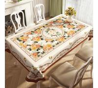 FANSU Nappe Exterieur Toile Cirée Impermeable Jardin, Nappe Plastique PVC Anti Tache Rectangulaire Style Européen Protection de Table pour Fête Salle à Manger Cuisine (Style Européen,140x200cm)