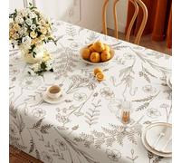 FANSU Nappe Exterieur Toile Cirée Impermeable, Motif Plante Nappe Plastique PVC Anti Tache Rectangulaire Protection de Table pour Fête Jardin Salle à Manger Cuisine (Fleur,90x140cm)