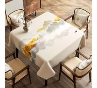 FANSU Nappe Exterieur Toile Cirée Impermeable, Motif Vue Montagne Nappe Plastique PVC Anti Tache Rectangulaire pour Fête Jardin Salle à Manger Cuisine Salon Balcon (Montagne dorée,120x120cm)