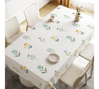 FANSU Nappe Exterieur Toile Cirée Impermeable, Nappe Plastique PVC Anti Tache Rectangulaire Imprimé Floral Protection de Table pour Fête Jardin Cuisine (Floral,120x120cm)